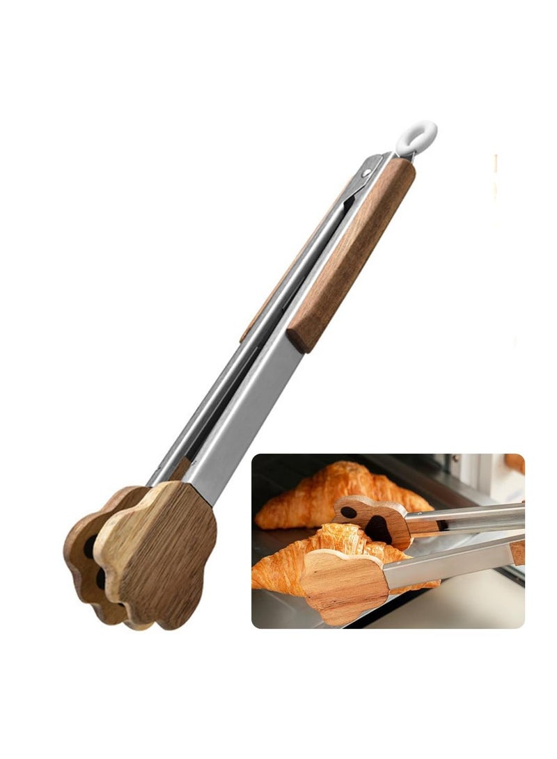 SOLARAE Wood Kitchen Tongs for Cooking, Professional Wood Barbecue Tongs, Wooden Handle Salad Serving kitchen's Cooking Tongs Ideal for BBQ, Steaks, Salad, Serving Food, Bread, Grilling - Image 1