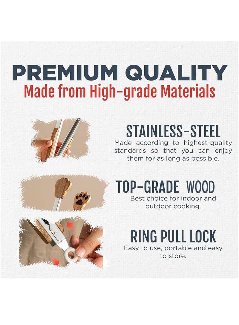 SOLARAE Wood Kitchen Tongs for Cooking, Professional Wood Barbecue Tongs, Wooden Handle Salad Serving kitchen's Cooking Tongs Ideal for BBQ, Steaks, Salad, Serving Food, Bread, Grilling - Image 5