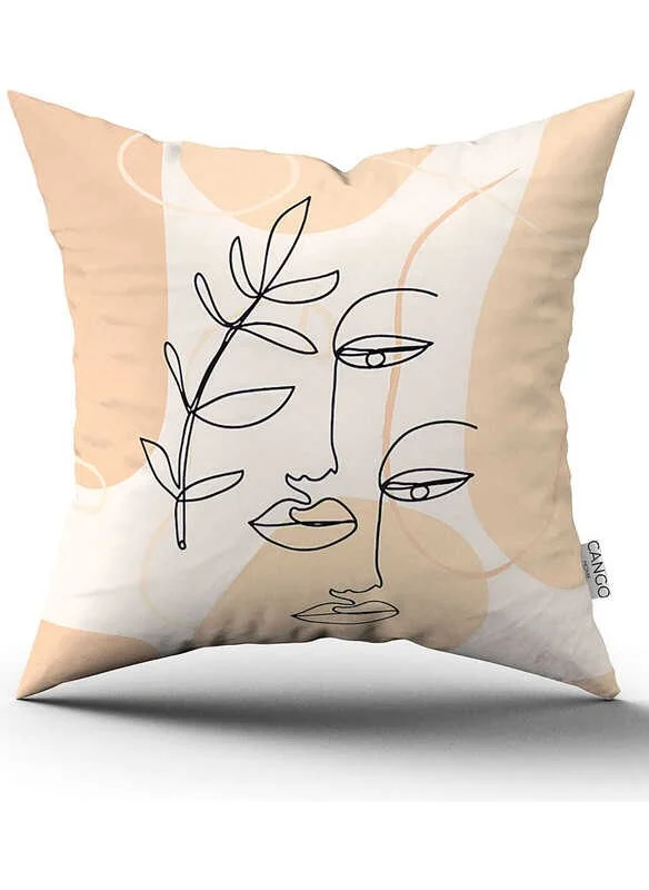Cango Home Double Sided Cream Black Modern Decorative Silhouette Patterned Digital Printed Throw Pillow Cover CGH1094