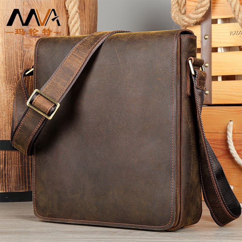 Marute Leather Men'S Messenger Bag Crazy Horse Leather Shoulder Bag Men'S British Casual Large Capacity Shoulder Bag - Image 2