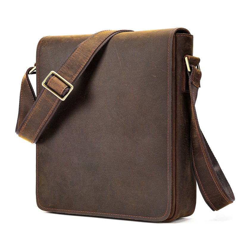 Marute Leather Men'S Messenger Bag Crazy Horse Leather Shoulder Bag Men'S British Casual Large Capacity Shoulder Bag - Image 1
