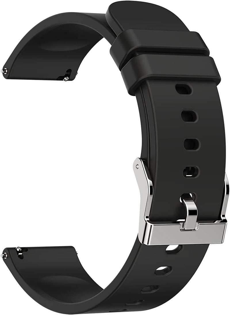 ADAMO 22mm Black Silicone Watch Strap compatible for Phoenix Ultra/Phoenix/Pulse 2/Xtend Pro/Xtend Call and ALL 22mm wristwatch and smartwatches - Image 1