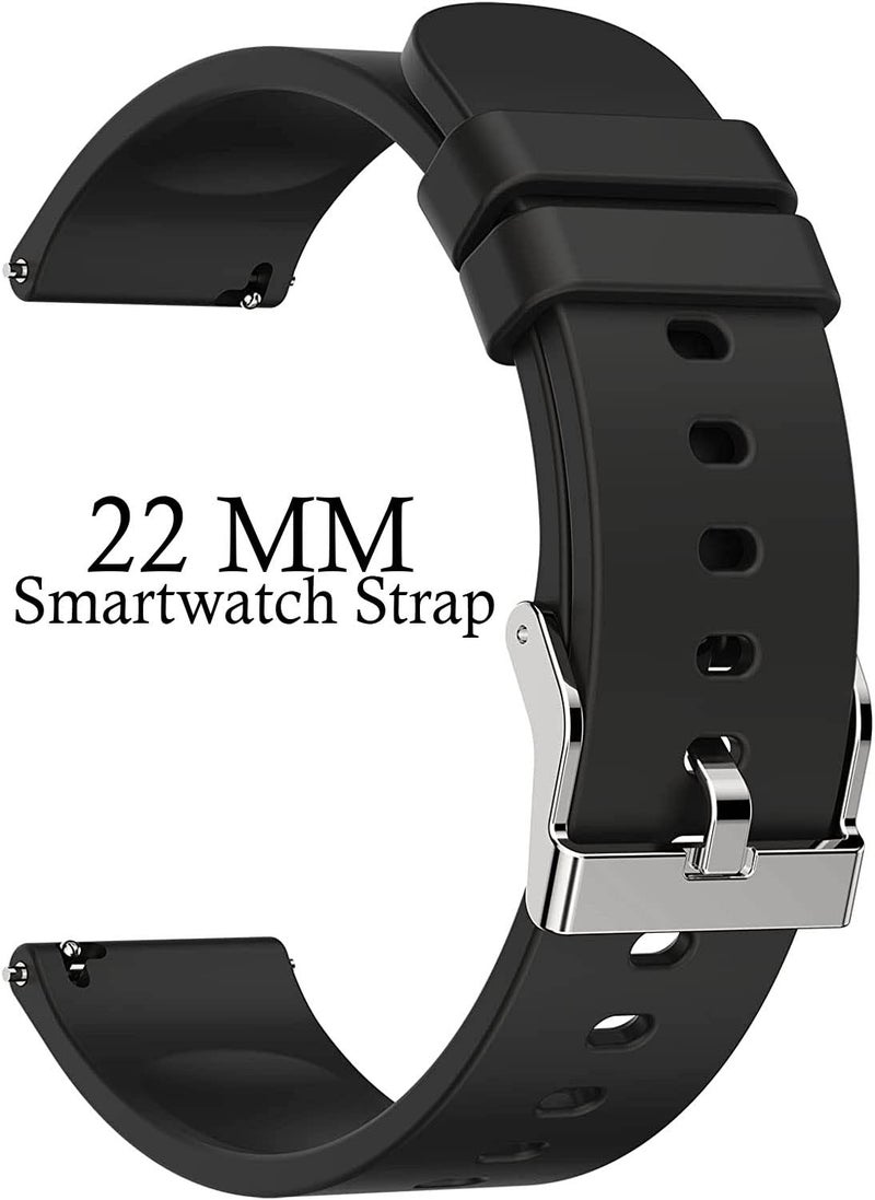 ADAMO 22mm Black Silicone Watch Strap compatible for Phoenix Ultra/Phoenix/Pulse 2/Xtend Pro/Xtend Call and ALL 22mm wristwatch and smartwatches - Image 2