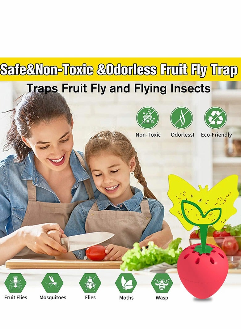 KASTWAVE Fruit Fly Trap, Fly Catcher Gnat Trap Fruit Fly Killer with 16 Yellow Sticky Traps 2 Trapping agent, Gnat Trap with Bait for Indoor Outdoor, Safe Non-Toxic Fly Trap for Home/Kitchen/Plant (2 Pack) - Image 5