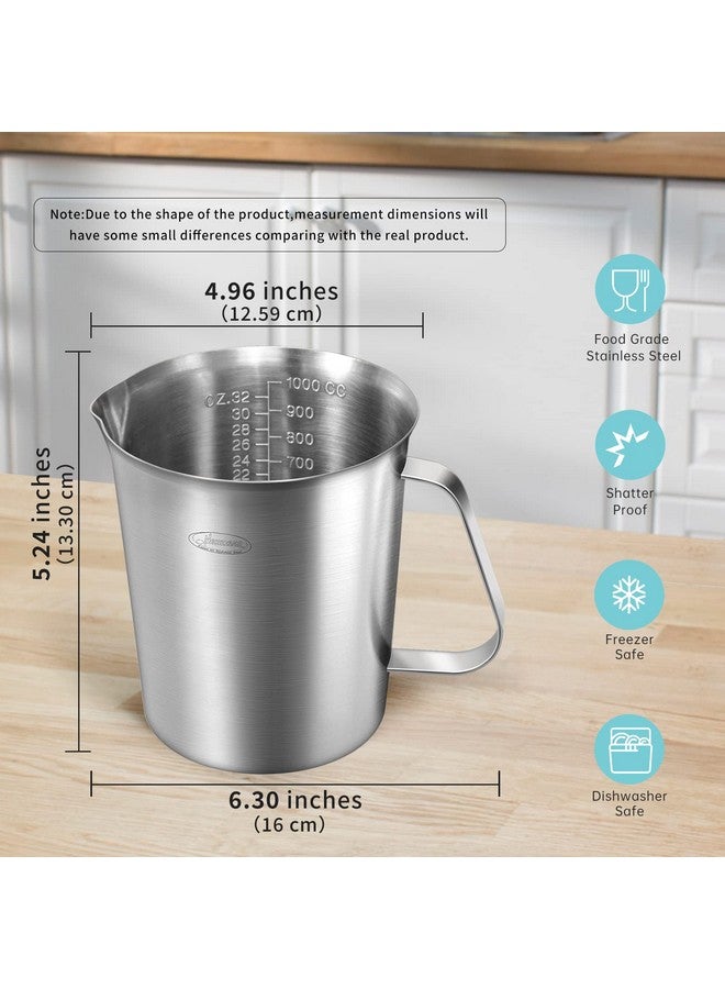 Newness Measuring Cup, [Upgraded, 3 Measurement Scales, Including Cup Scale, ML Scale, Ounce Scale], Newness Stainless Steel Measuring Cup with Marking with Handle, 32 Ounces (1.0 Liter, 4 Cup) - Image 4