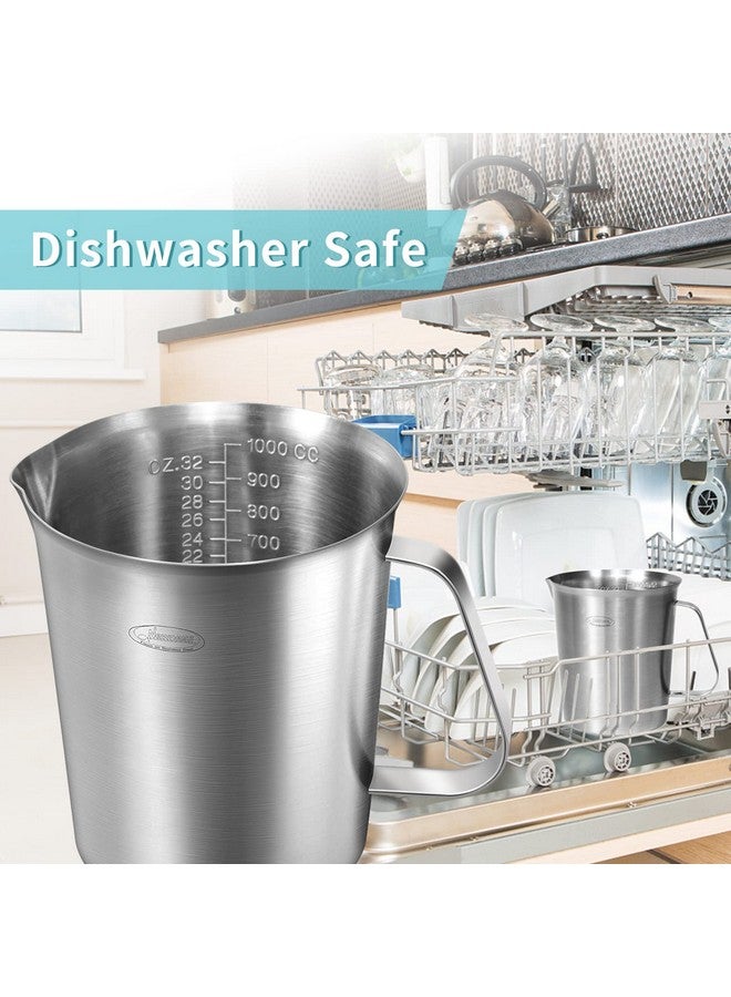 Newness Measuring Cup, [Upgraded, 3 Measurement Scales, Including Cup Scale, ML Scale, Ounce Scale], Newness Stainless Steel Measuring Cup with Marking with Handle, 32 Ounces (1.0 Liter, 4 Cup) - Image 5