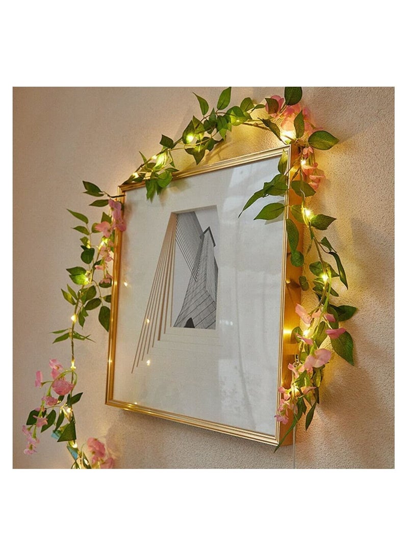 GGEROU Wisteria Rattan String Lights Outdoor 20 Led 6.5 FT Realistic Plants String Lights LED Decorative Lights Garland Vines with Lights Bettery Power - Image 1