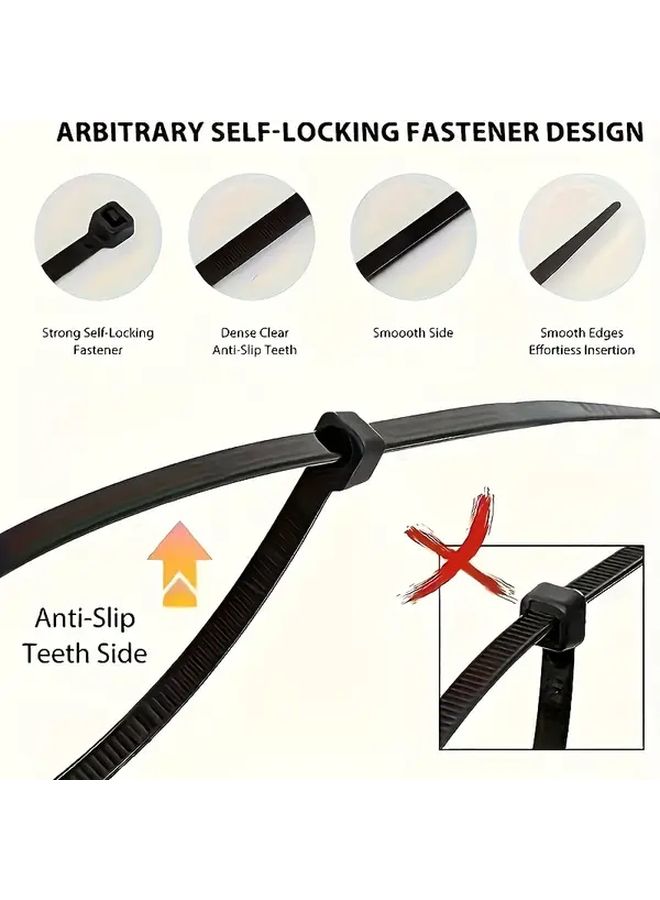 Black Nylon Zip Ties 300Pcs Adjustable Waterproof Multi Purpose Outdoor Household - Image 4