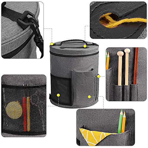 SumDirect Knitting Bag, Yarn Organizer Tote Bag Portable Storage Bag for Yarns, Carrying Projects, Knitting Needles, Crochet Hooks, Manuals and Other Accessories (Gray) - Image 3