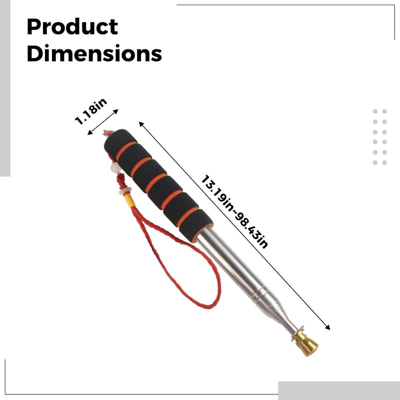 Telescopic Flag Pole, 8.2 Ft / 2.5 Meters Extendable With 10 Sections For Tour Guide, Stainless Steel Handheld Travel Flagpole, Portable Orange Black Guide Stick With Anti-Shock Grip - Image 5