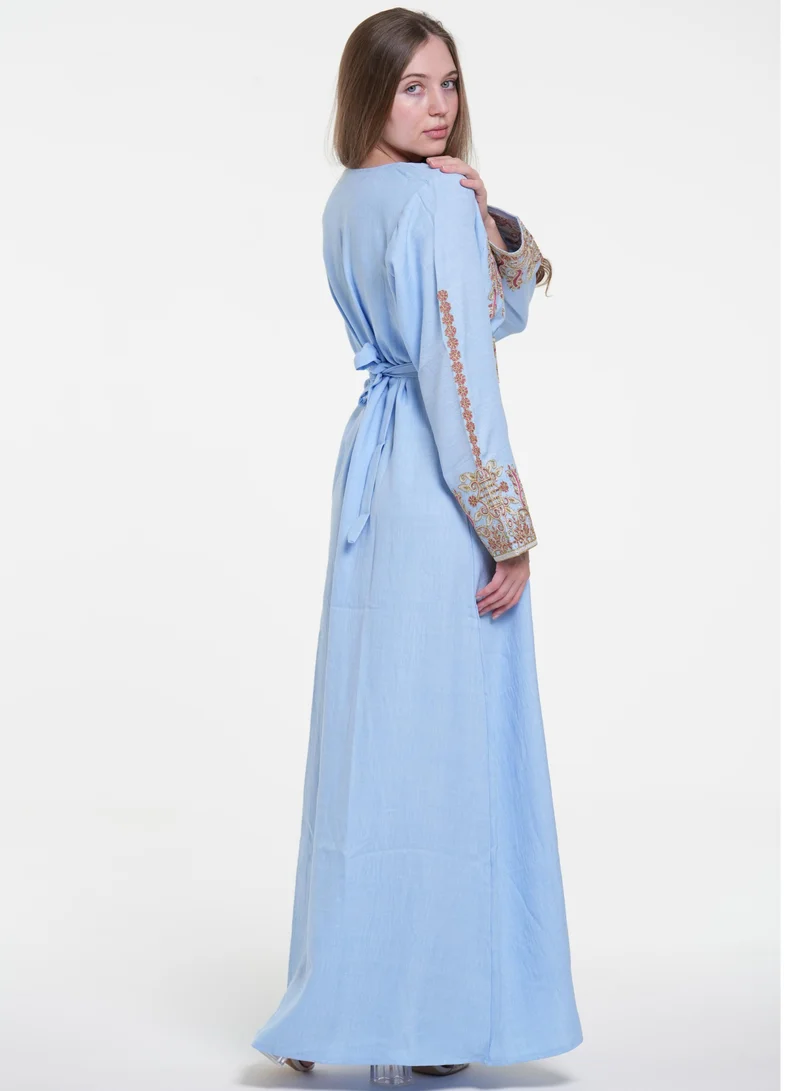 AL BENT AL SHARQIEH blue printed jalabiya for Women | Best Price UAE