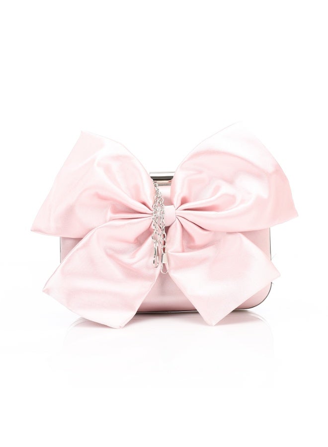 Mr.joe Satin Bow Evening Clutch Pink - Image 1