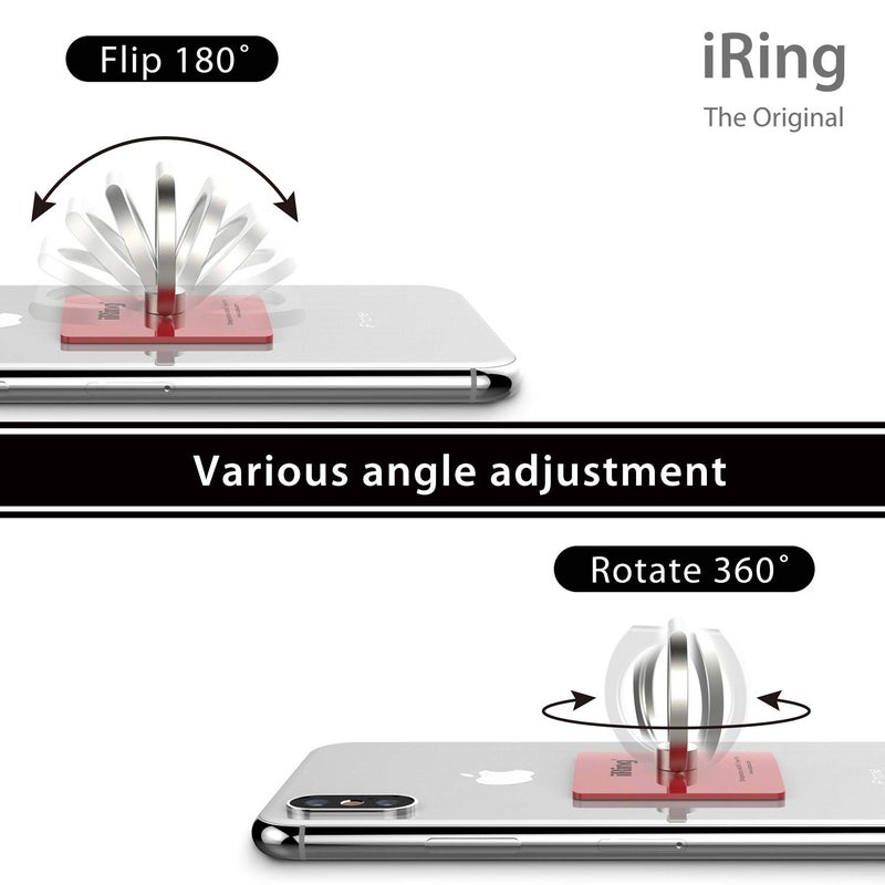 iRing Link, Made in Korea, Wireless Charging Friendly Phone Holder - Cell Phone Ring Grip Finger Holder and Stand Compatible with iPhone, Galaxy, and Other Smartphones(Metallic Red) - Image 5