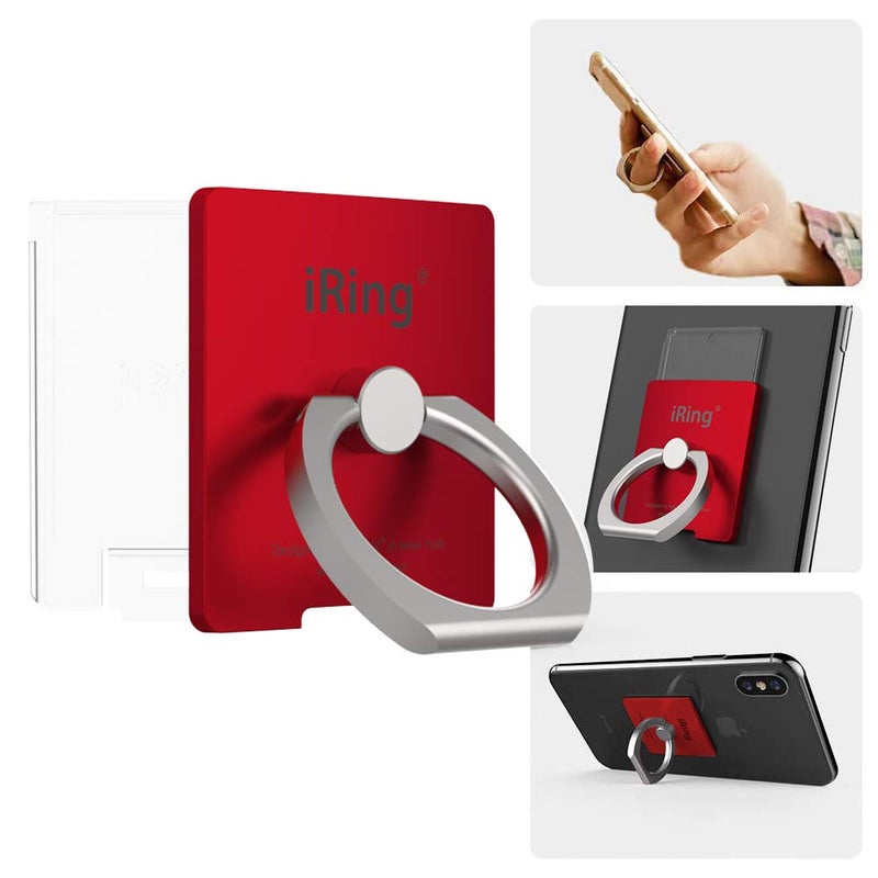 iRing Link, Made in Korea, Wireless Charging Friendly Phone Holder - Cell Phone Ring Grip Finger Holder and Stand Compatible with iPhone, Galaxy, and Other Smartphones(Metallic Red) - Image 2