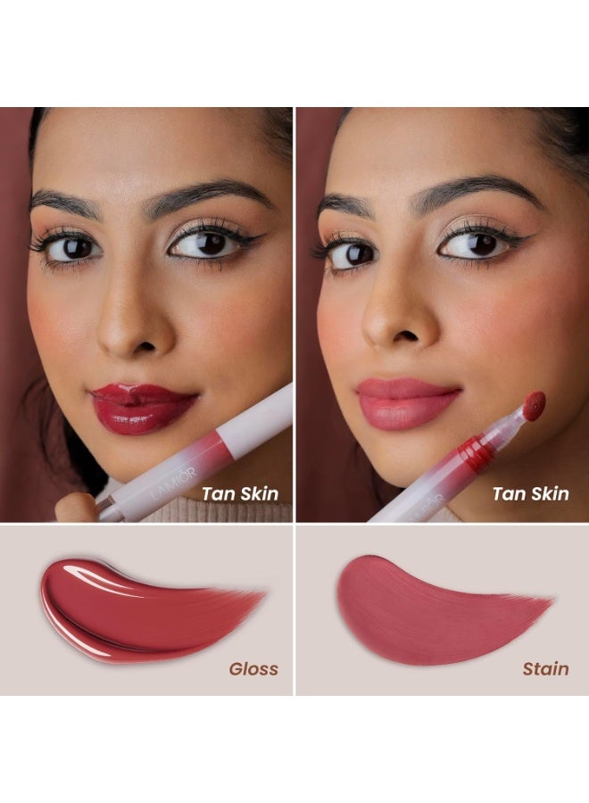 LAMIOR Hydrating Lip Gloss Stain, 2-in-1 Ultra Glossy Shine & Long-Lasting | Lip Tint, Non-Sticky Lightweight High Pigment, Peptide, Astaxanthin & Kakadu Plum Infused, Vegan Cruelty Free(Sugar Splash) - Image 2
