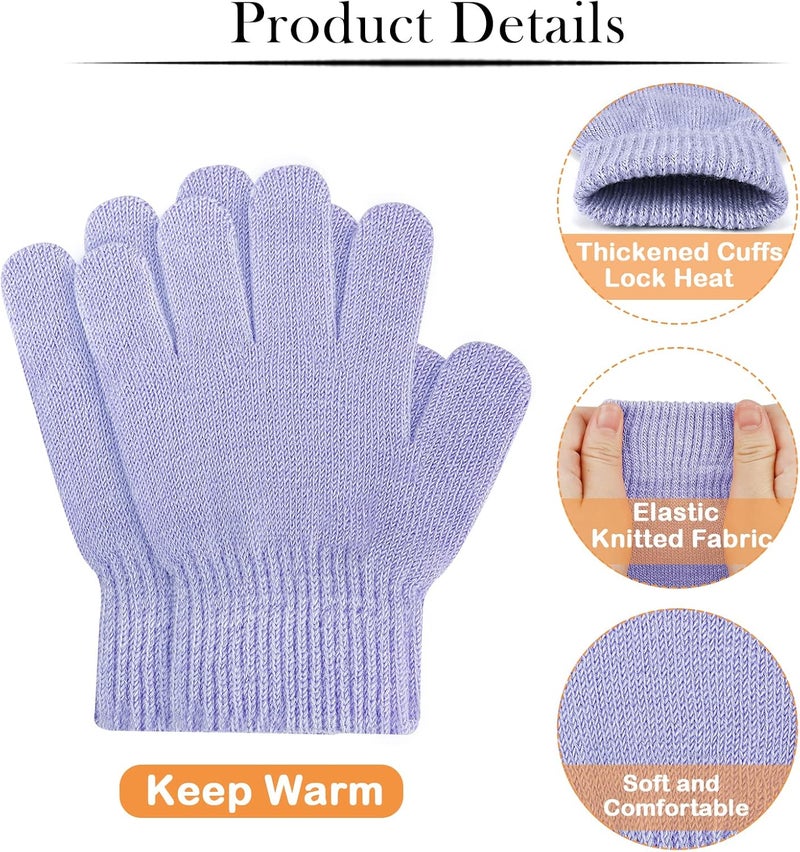 ONESING قفازات صوفية شتوية للأطفال من 3-24 زوج - قفازات بيضاء للأصابع للأولاد والبنات - Image 2