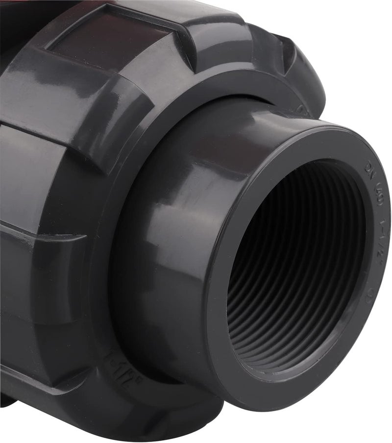 DERNORD UPVC True Union Ball Valve with Full Port, EPDM O-Rings, and Reversible PTFE Seats, 1.5 Inch NPT Threaded, Rated at 200 PSI - Image 2
