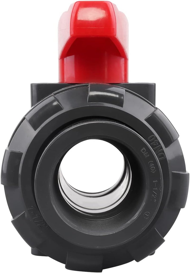 DERNORD UPVC True Union Ball Valve with Full Port, EPDM O-Rings, and Reversible PTFE Seats, 1.5 Inch NPT Threaded, Rated at 200 PSI - Image 3