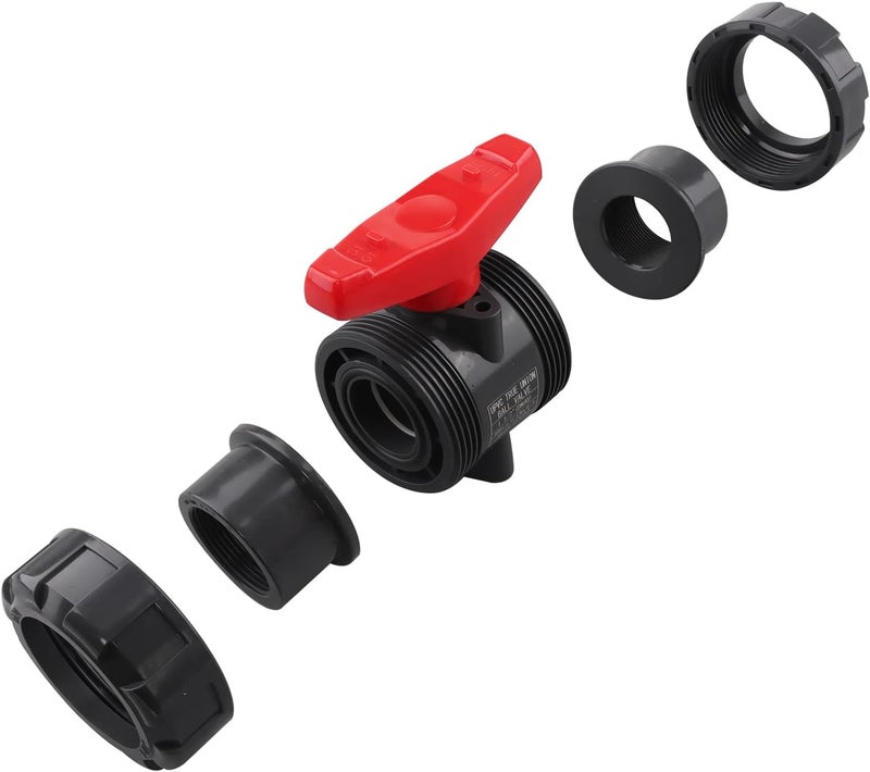 DERNORD UPVC True Union Ball Valve with Full Port, EPDM O-Rings, and Reversible PTFE Seats, 1.5 Inch NPT Threaded, Rated at 200 PSI - Image 4