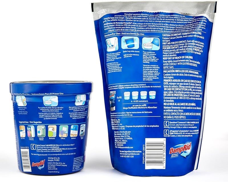 ILIOS Damp Rid Refillable Moisture Absorber â€“ Fresh Scent Humidity Absorber & Odor Absorber with 11oz Cup and 44oz Refill Bag, Cleaner Air for Closet & Bathroom â€“ ILIOS Packaging - Image 2