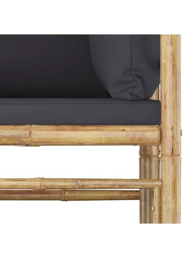 vidaxl vidaXL 2 Piece Garden Lounge Set with Dark Grey Cushions Bamboo  - Image 2