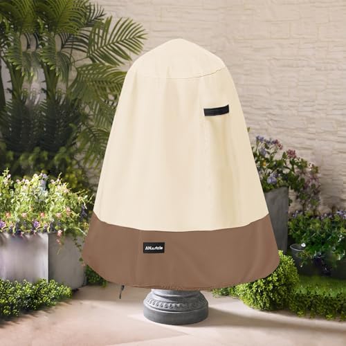 ANartcle Outdoor Fountain Cover D 32x H 38600D Waterproof Heavy Duty Outdoor Fountain CoversGarden Fountain Statue Protective CoverBeigebrown - Image 1