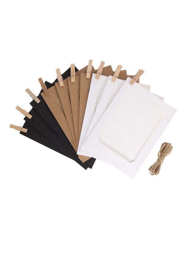 NIBEMINENT 20-Piece Photo Holder Clip Frame Set With Rope Black/White/Brown 11.5 x 15.5centimeter - Image 2