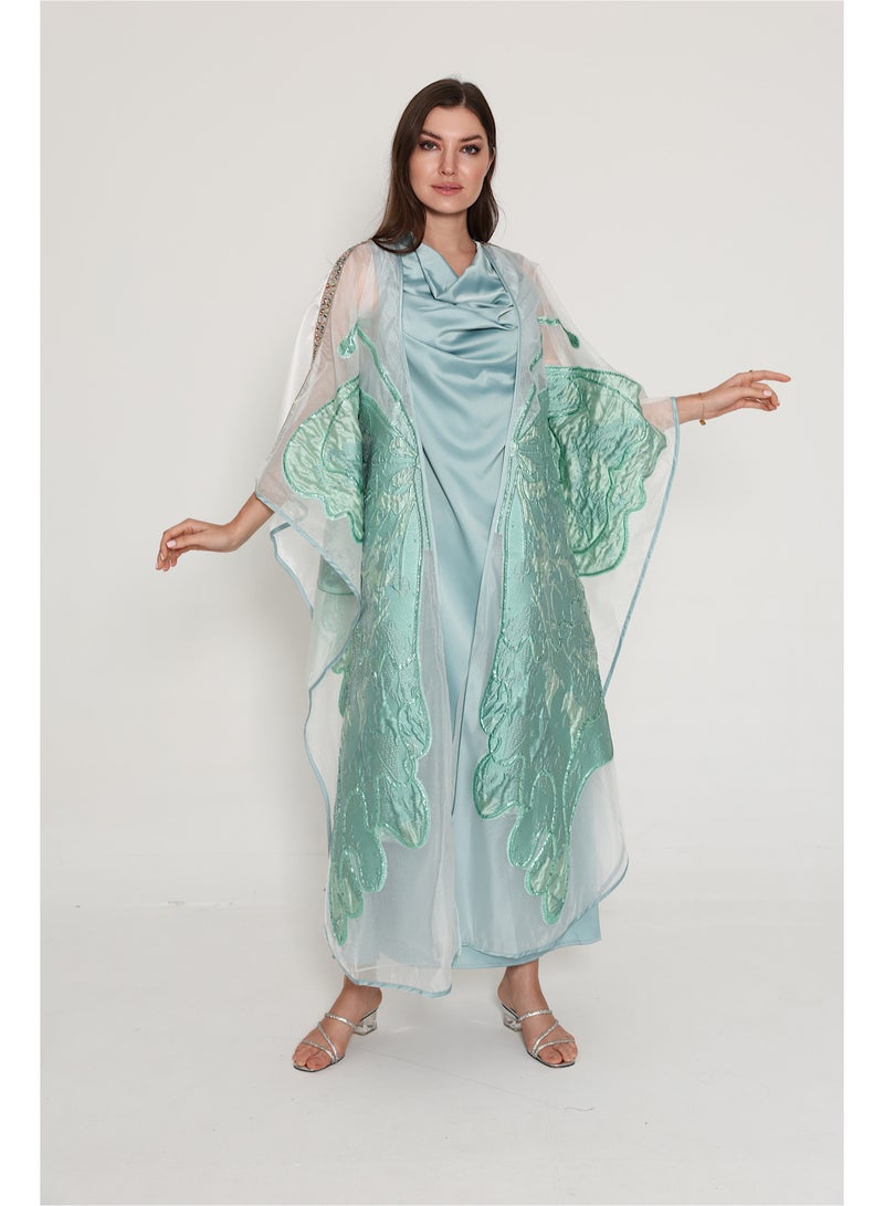 اكسا جلابية بشت قماش لامع - Image 5