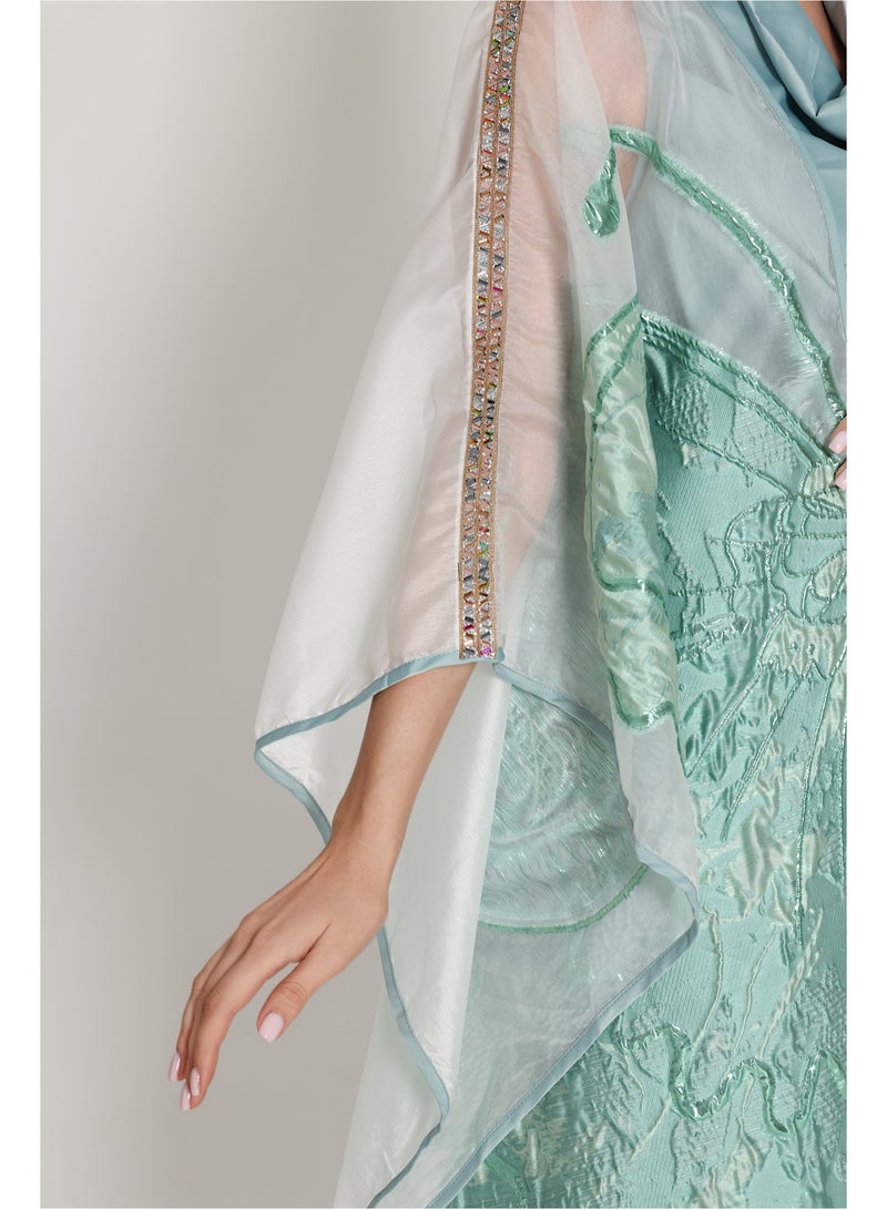 اكسا جلابية بشت قماش لامع - Image 4