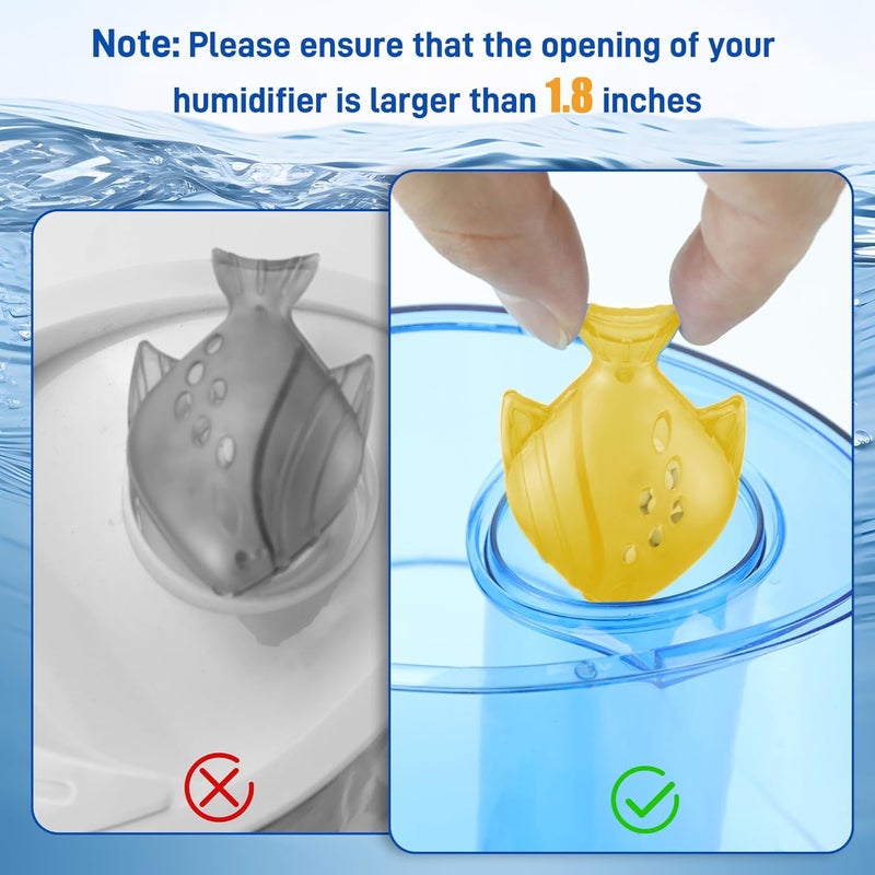 Funmit Humidifier Cleaning Fish, 6 Pack Humidifier Cleaner for Humidifiers and Fish Tanks, Purifies Water, Prevents Hard Water Build-Up, Reduces Scale, Yellow - Image 4