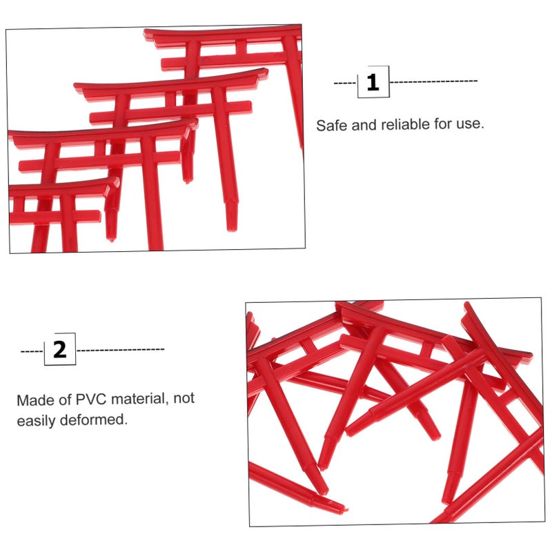 Miniature Japanese Torii Gate Aquarium Ornament Set of 4 Durable Fish Tank Decor - Image 4