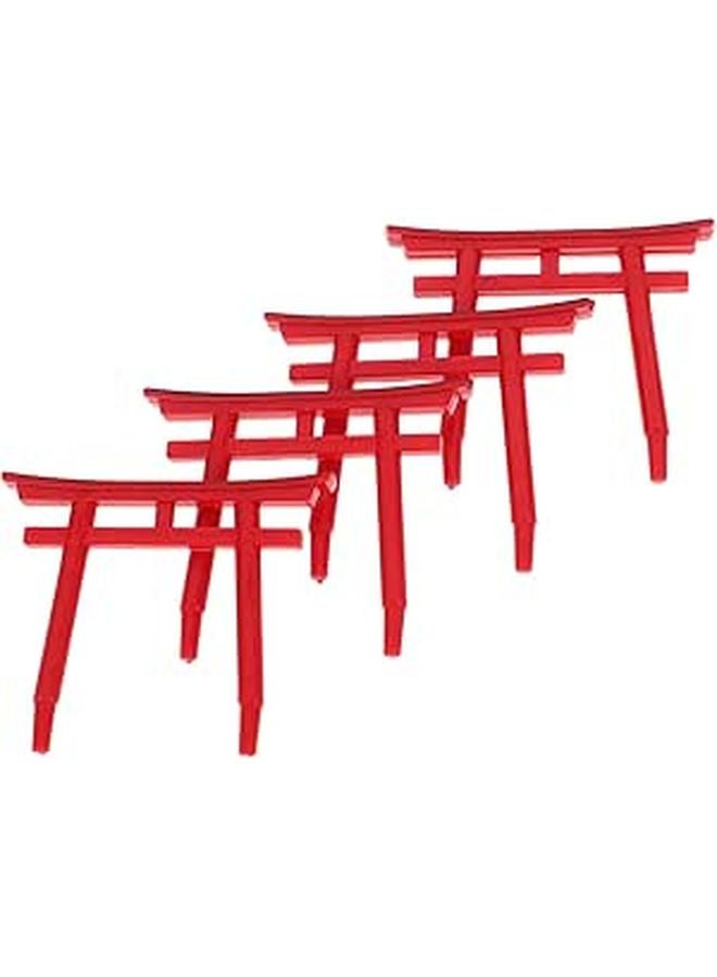Miniature Japanese Torii Gate Aquarium Ornament Set of 4 Durable Fish Tank Decor - Image 1