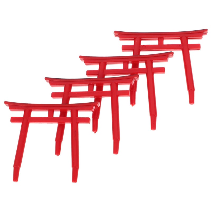Miniature Japanese Torii Gate Aquarium Ornament Set of 4 Durable Fish Tank Decor - Image 2