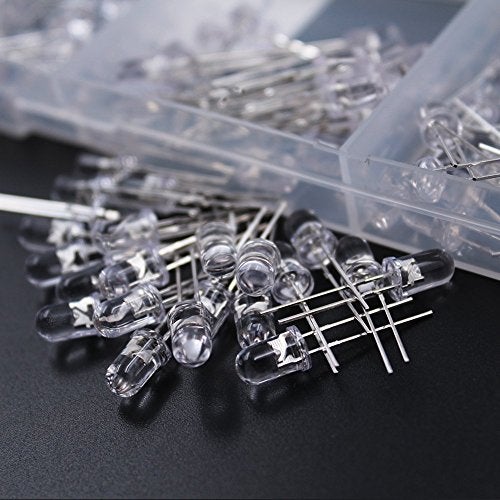DiCUNO 200pcs 5mm Light Emitting Diodes, Round Clear LED Assorted Kit 10 Colors, White/Red/Yellow/Green/Blue/Pink/Orange/Warm White/UV/Chartreuse, 10 Colors x 20pcs Diodes - Image 4