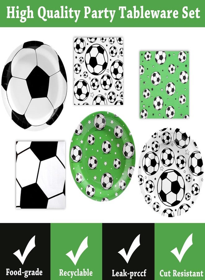 WIQEDOHA 120Pcs Soccer Party Decorations Soccer Birthday Party Supplies Tableware Set Disposable Soccer Print Paper Plates and Napkins for Baby Shower Sports Theme Birthday Decorations - Image 3