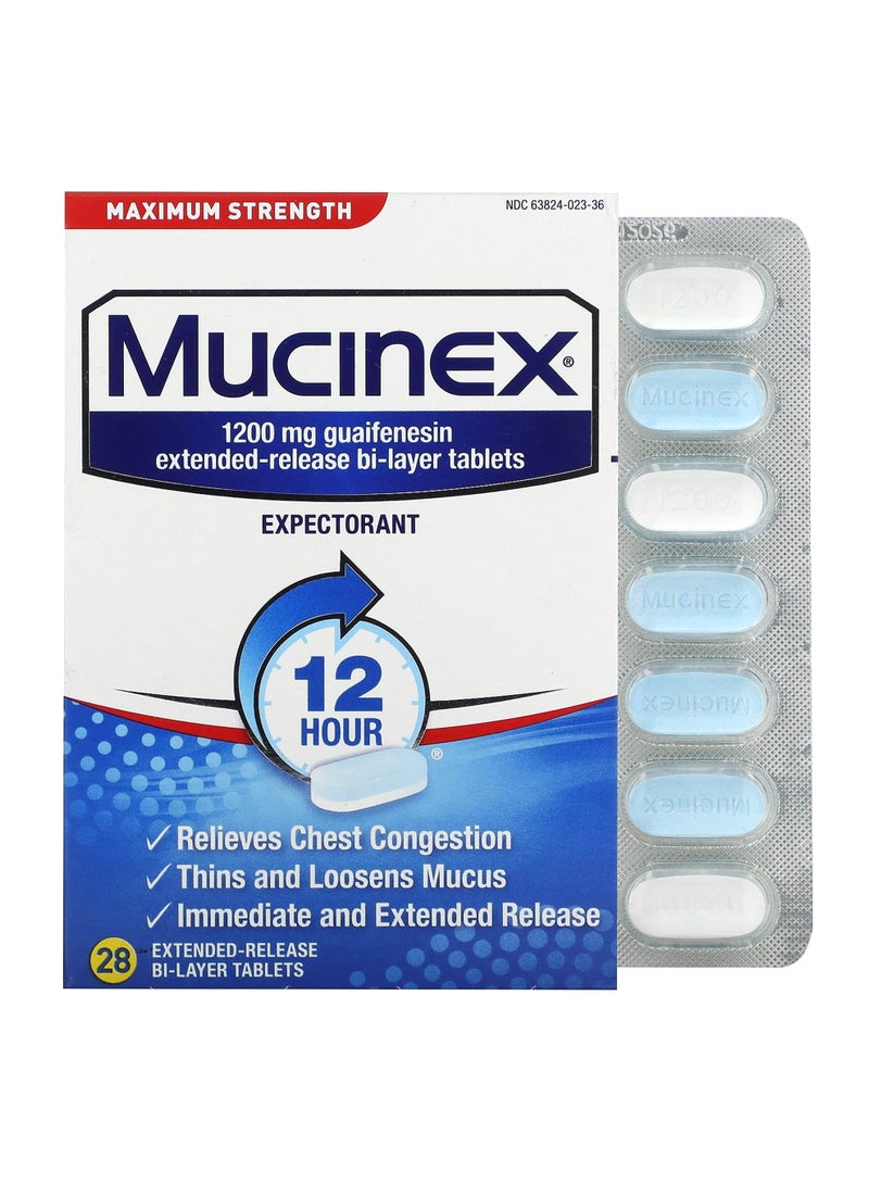 Expectorant, Maximum Strength, 1,200 mg, 28 Extended-Release Bi-Layer Tablets
