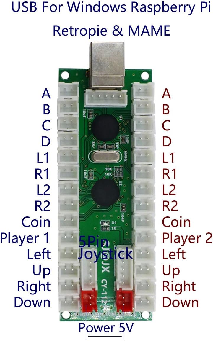 مجموعة هواة ألعاب الأركيد لـ 2 لاعبين من : وحدة تشفير USB بدون تأخير، جهاز تحكم عصا اللعب، مفاتيح لوحة مفاتيح ميكانيكية لأجهزة NES و Retropie و Raspberry و MAME - Image 5