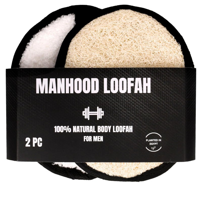 CraftsOfEgypt Rugged Natural Shower Loofah for Men Tough EcoFriendly Exfoliating Body Scrubbers Durable Gentle Terry Towel Cloth pad for Manly Skin Care Lufas Luffa Loufas Sponges