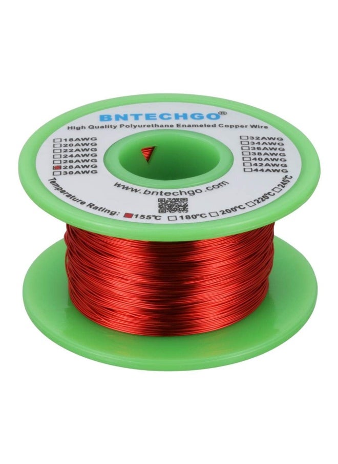 Generic - 28 Awg Magnet Wire - Enameled Copper Wire - Enameled Magnet Winding Wire - 4 Oz - 0.0122 Diameter 1 Spool Coil Red Temperature Rating 155 Widely Used For Transformers Inductors - Image 1