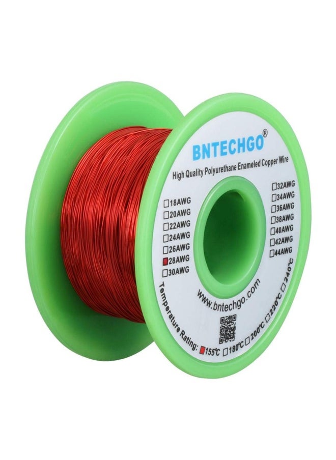 Generic - 28 Awg Magnet Wire - Enameled Copper Wire - Enameled Magnet Winding Wire - 4 Oz - 0.0122 Diameter 1 Spool Coil Red Temperature Rating 155 Widely Used For Transformers Inductors - Image 1