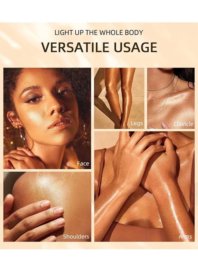 Ushas Glow Shimmer Spray - Shimmer Body Oil Liquid Easy to Push Away Natural Moisture Glitter Face Brightening Glow Pearl Highlighter Illuminator Shine Contouring Makeup for Face and Body #03 - Image 3