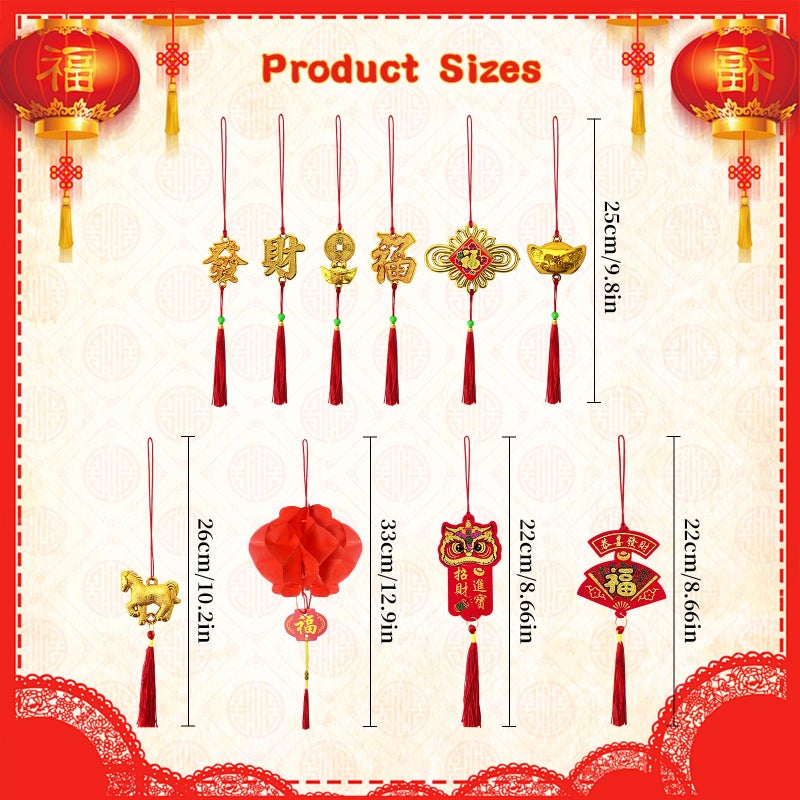 QHZHANG 2026&74 Pieces Traditional Chinese New Year Decor - Red Knots, Lucky Fu Charms & Festive Hanging Ornaments for Home, Tree, Car & Lunar New Year Decor-æ–°å¹´è£…é¥° - Image 2