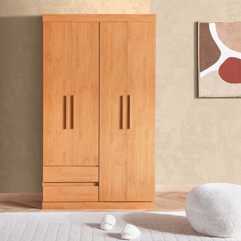 Pan Home خزانة بنية ذات 4 أبواب مع 2 درج - Image 3