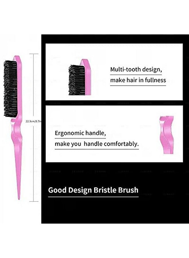 Goiple 3 Pieces Hair Styling Comb Set Teasing Hair Brush Rat Tail Comb Edge Brush For Edge&Back Brushing Combing Slicking Hair For Women (Pink) - Image 3
