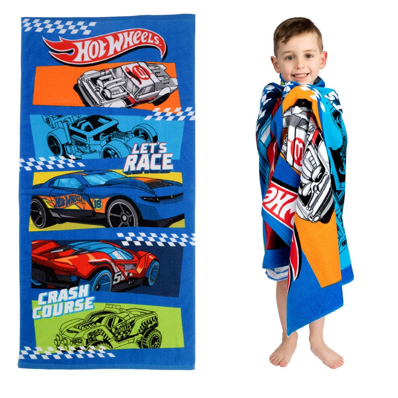 Franco Franco Kids Super Soft Cotton BathPoolBeach Towel 58 In x 28 In Hot Wheels 