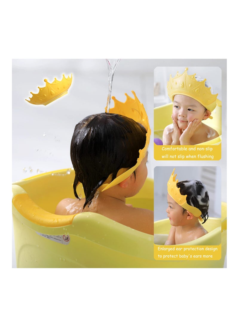 KASTWAVE غطاء شامبو للاستحمام للأطفال، كاستويف لعزل الأطفال، قبعة واقية للعينين والأذنين للأطفال من 0-9 سنوات، شكل تاج لطيف يجعل الاستحمام أكثر متعة (أصفر) - Image 4
