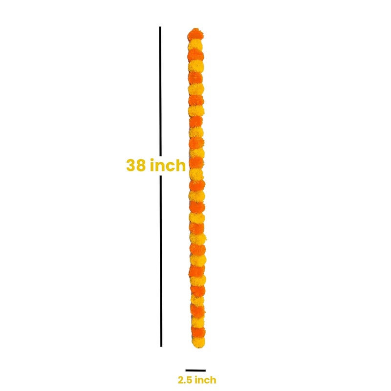 pop colours Artifical Marigold Fluffy Flower Garland Marigold Flowers for Decoration Pooja Room Thoran Festivals Decoration 10 Pcs Orange and Yellow - Image 5
