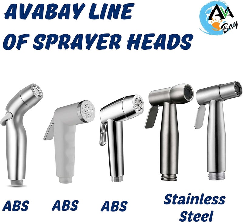 Avaby Dual Mode Stainless Steel Sprayer Head-Bidet Spray w/Brushed Chrome Finish - Cloth Diaper Shattaf - Pet Wash - Image 4