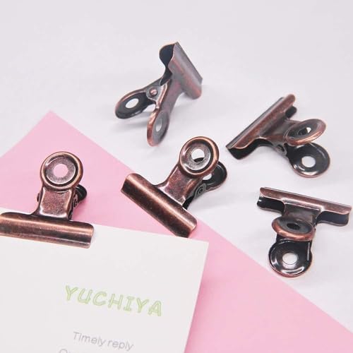 YUCHIYA 10 Pack Bulldog Clips with Push-pins for Corkboard,Metal Clips for Crafts, Metal Binder Clips for Pictures, Spring Paper Clamps for Office Documents (Copper,2inch) - Image 5