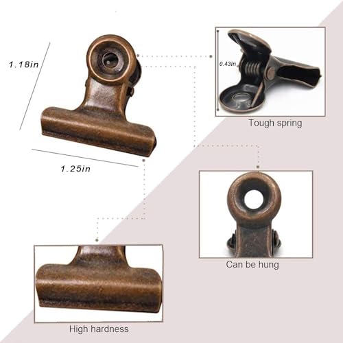 YUCHIYA 10 Pack Bulldog Clips with Push-pins for Corkboard,Metal Clips for Crafts, Metal Binder Clips for Pictures, Spring Paper Clamps for Office Documents (Copper,2inch) - Image 4